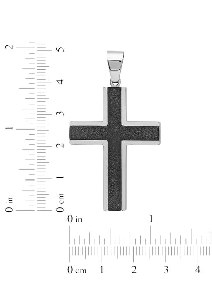 Men'S Stainless Steel Textured Cross Pendant Necklace