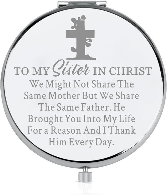 Church Girl Gift to My Sister in Christ Compact Makeup Mirror Religious Faith Sisters Pocket Mirror Gift