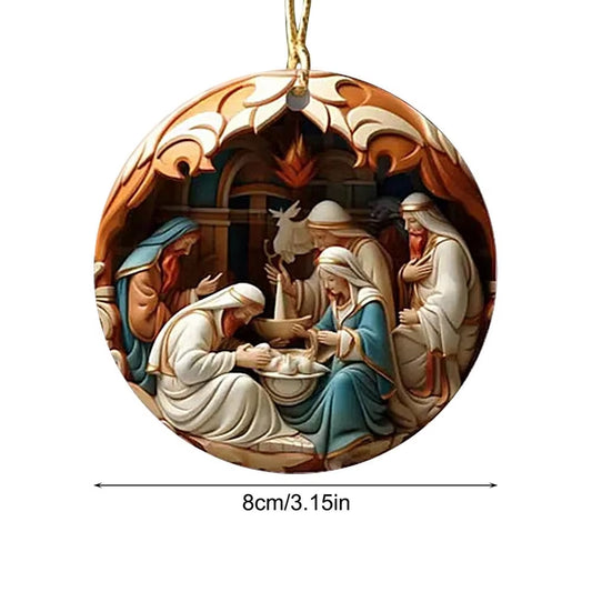 Nativity Keepsake Religious Ornament Creative Jesus Family Scene Christmas Tree Hanging Ornaments for Tree Pendant Decoration