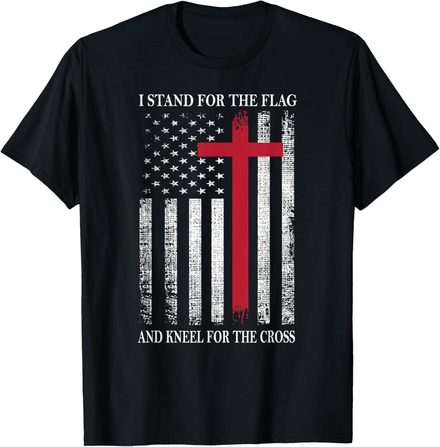 I Stand for the Flag and Kneel for the Cross USA Flag T-Shirt