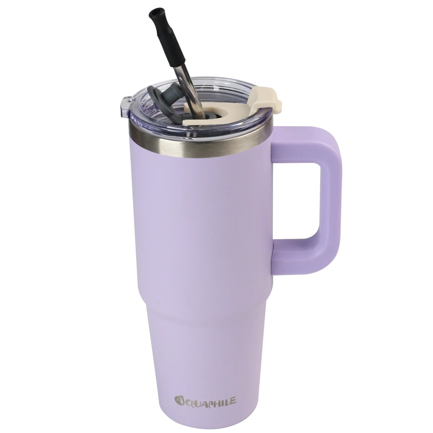 Insulated Tumbler with Leak-Proof Lid and Straw, 30 Oz Insulated Stainless Steel Coffee Mug with Handle, Travel Coffee Mug，Lavender